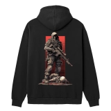 Худи с принтом GIG. Silent Warrior. Черный