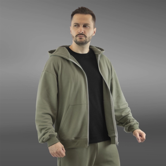 Флисовый худи с капюшоном GIG Oversize. Олива