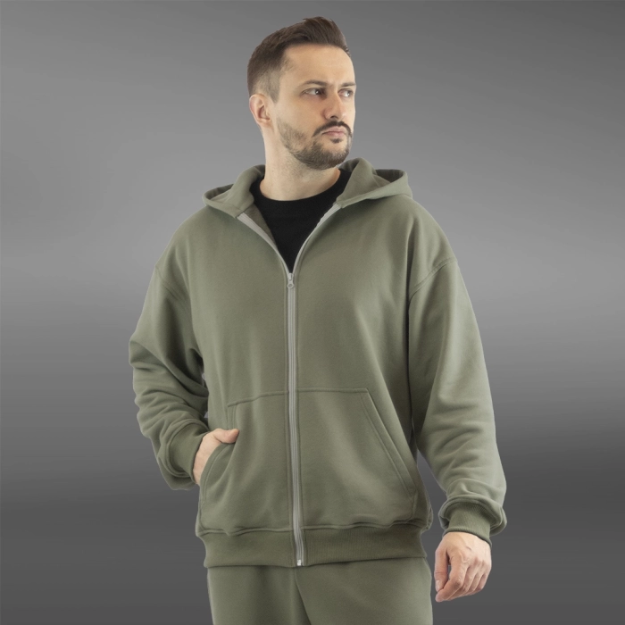 Флисовый худи с капюшоном GIG Oversize. Олива