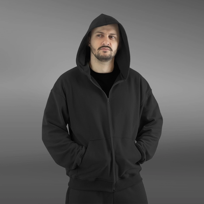 Флисовый худи с капюшоном GIG Oversize. Черный