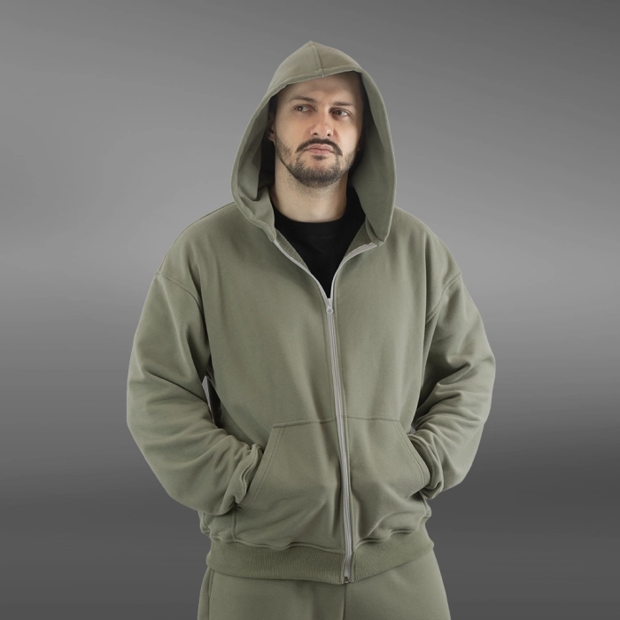Флисовый худи с капюшоном GIG Oversize. Олива