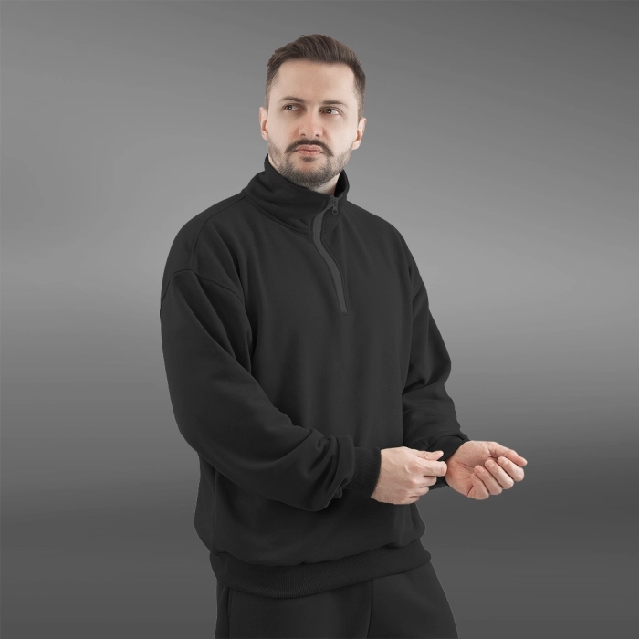 Флисовый свитшот GIG на молнии. Черный