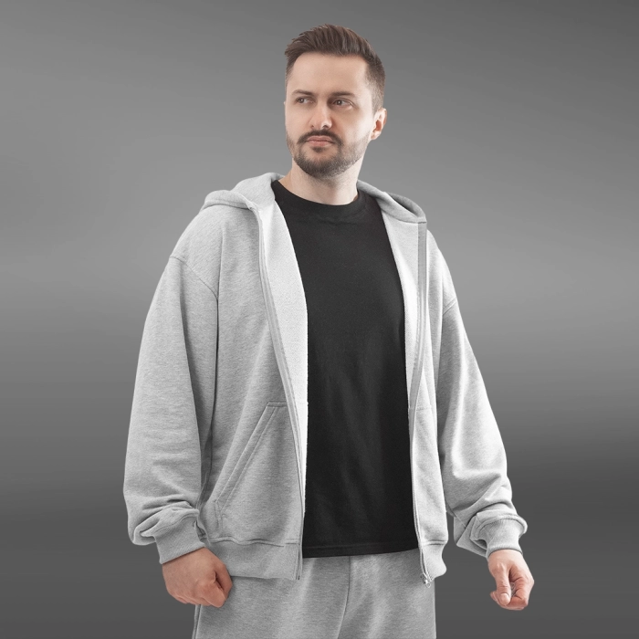 Флисовый худи с капюшоном GIG Oversize. Серый