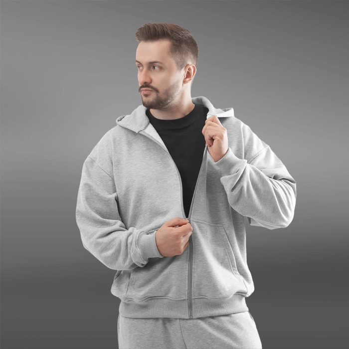 Флисовый худи с капюшоном GIG Oversize. Серый