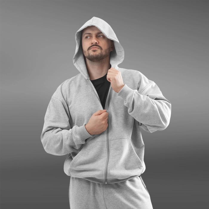 Флисовый худи с капюшоном GIG Oversize. Серый