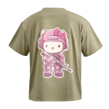 Футболка GIG (Hello Kitty) Оверсайз. Олива