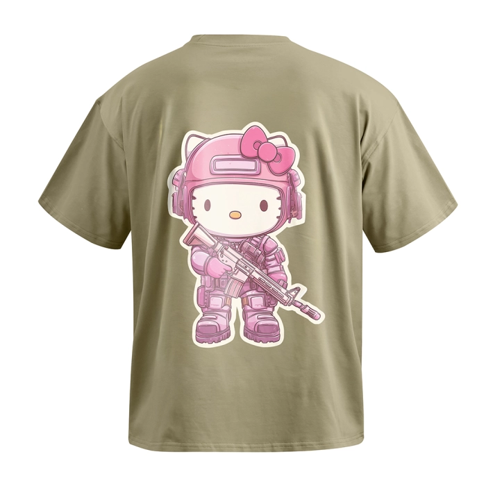 Футболка GIG (Hello Kitty) Оверсайз. Олива