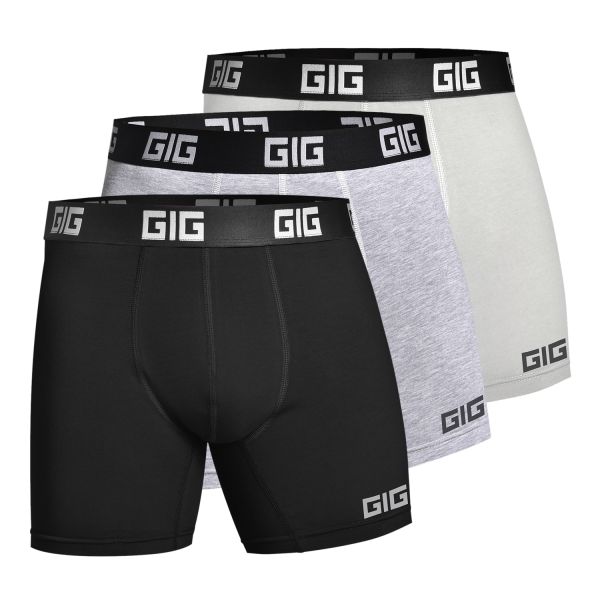 Комплект трусів Dynamic подовжені. Кольори Чорний, Сірий, Білий, 3 шт