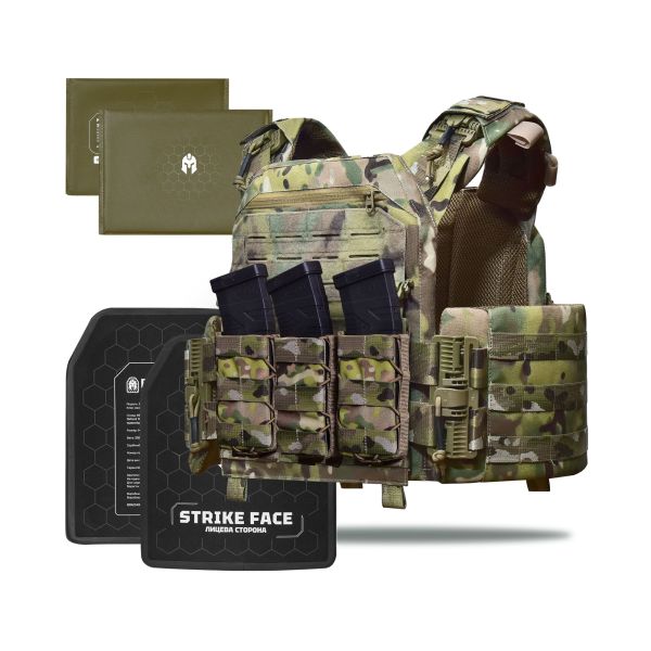 Бронежилет 5–го класу Striker pack MPS М8 PRO + Бронеплити + балістичні пакети захист боків 1 класс ДСТУ. Мультикам
