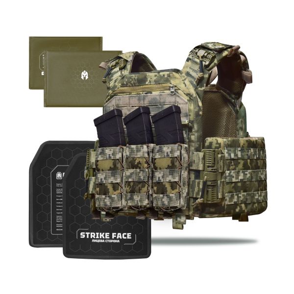 Бронежилет 3–го класу Striker pack MPS М8 PRO + Бронеплити + балістичні пакети захист боків 1 класс ДСТУ. Піксель