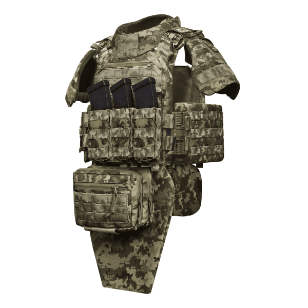 Бронекостюм  scout pack MPS М8 PRO + балістичні пакети захист боків, паху, шиї, плечей 1 класс ДСТУ. Колір Піксель