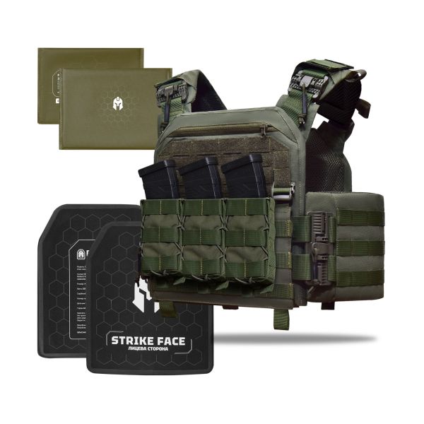 Бронежилет 5–го класу Striker pack MPS М8 PRO + Бронеплити + балістичні пакети захист боків 1 класс ДСТУ. Ranger Green