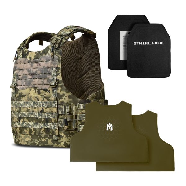 Бойовий бронежилет MTF DOOM + 6-го класу бронеплити 2,8 кг + Балістичний захист  1 класу Pixel mm14