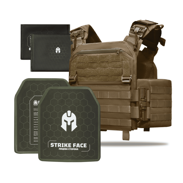 Бронежилет 6–го класу Striker pack MPS М8 PRO  + Бронеплити + балістичні пакети захист боків 1 класс ДСТУ. Койот