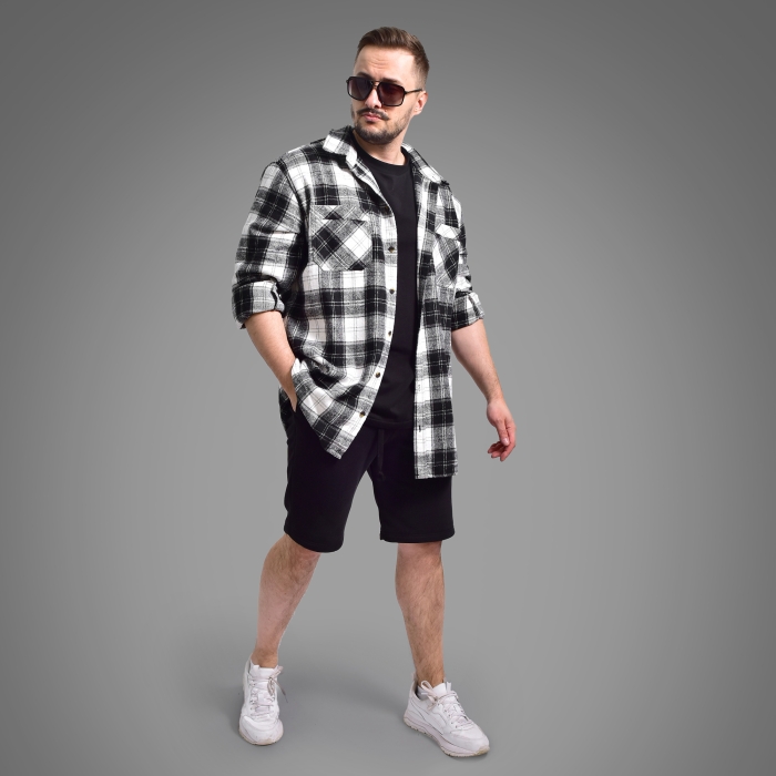 Сорочка в клітинку оверсайз Біла