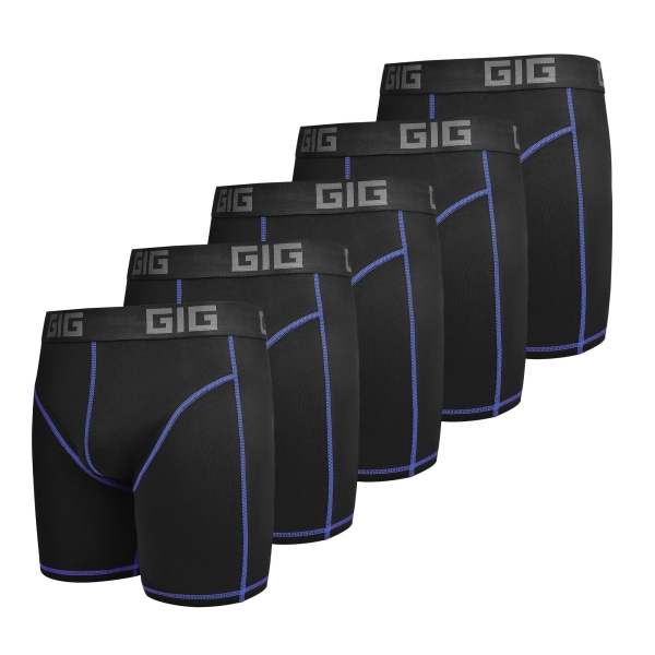 Комплект трусів Zero Gig чорні з синім контуром, 5 шт