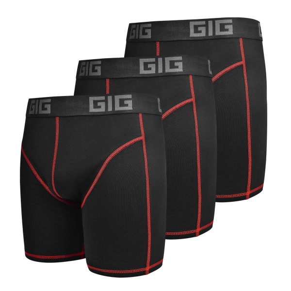 Комплект трусів Zero Gig чорні з червоним контуром, 3 шт