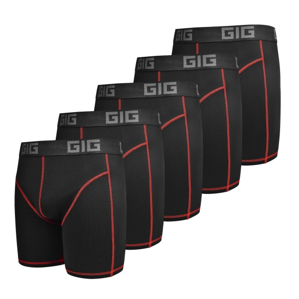 Комплект трусів Zero Gig чорні з червоним контуром, 5 шт 