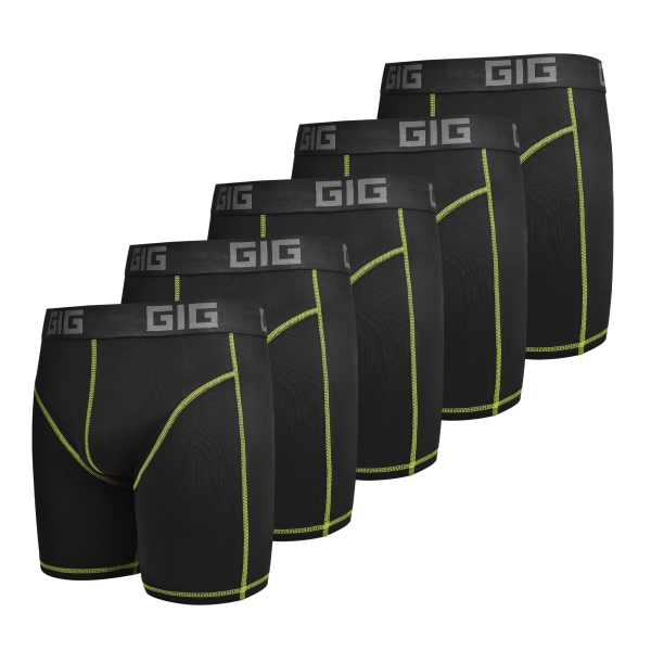 Комплект трусів Zero Gig чорні з зеленим контуром, 5 шт