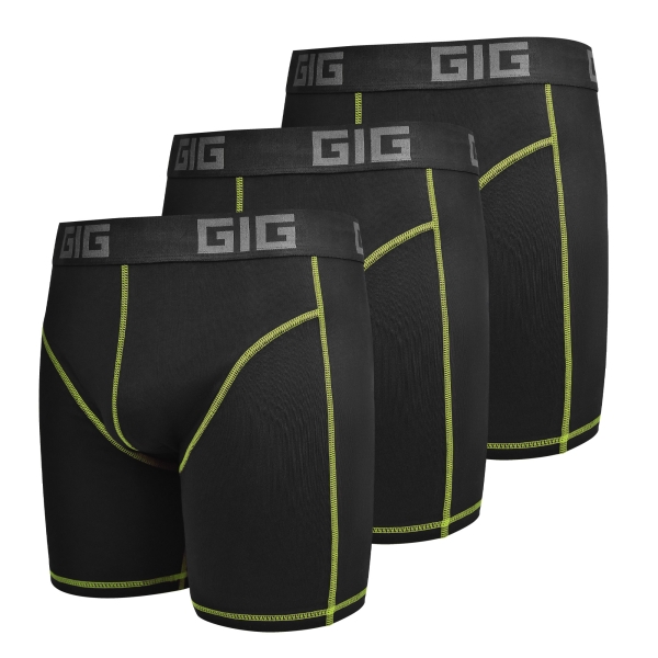 Комплект трусів Zero Gig чорні з зеленим контуром, 3 шт