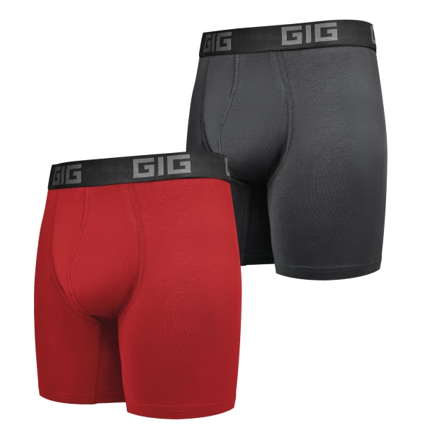 Комплект трусів Dynamic подовжені 2шт. Темно-Сірий, Червоний