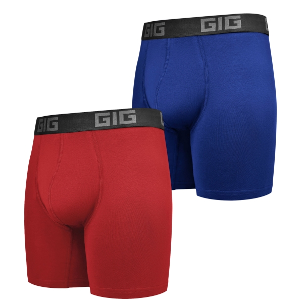 Комплект трусів Dynamic подовжені 2шт. Темно-Синій (Сакс), Червоний