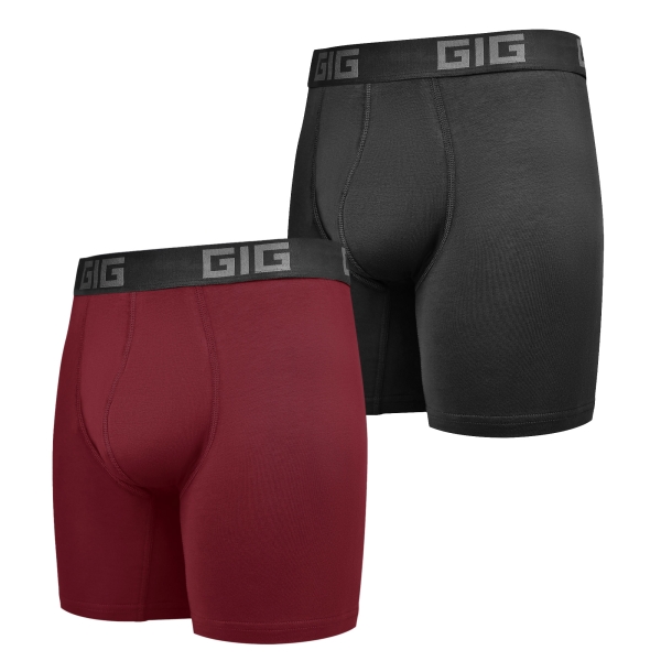Комплект трусів Dynamic подовжені 2шт. Чорний, Бордовий