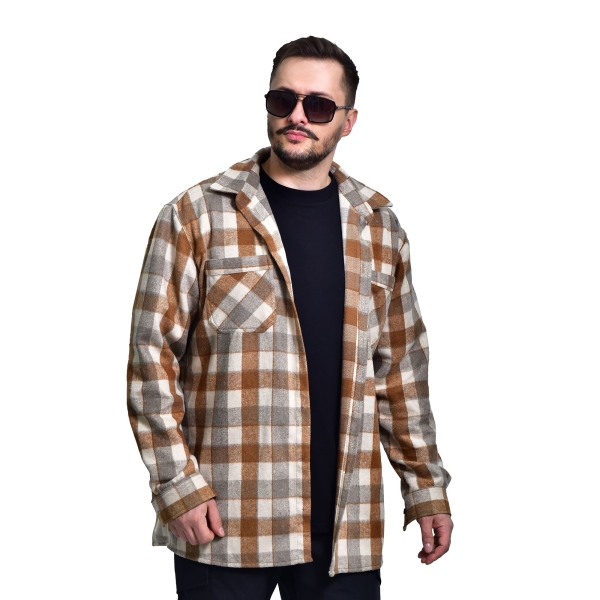 Сорочка в клітинку оверсайз Коричнева