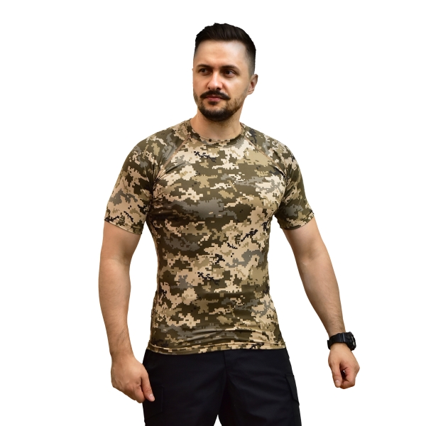 Чоловічий Рашгард GIG Military з коротким рукавом. Піксель