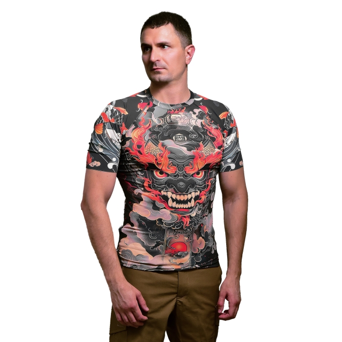Мужской Рашгард GIG Military с коротким рукавом. Irezumi