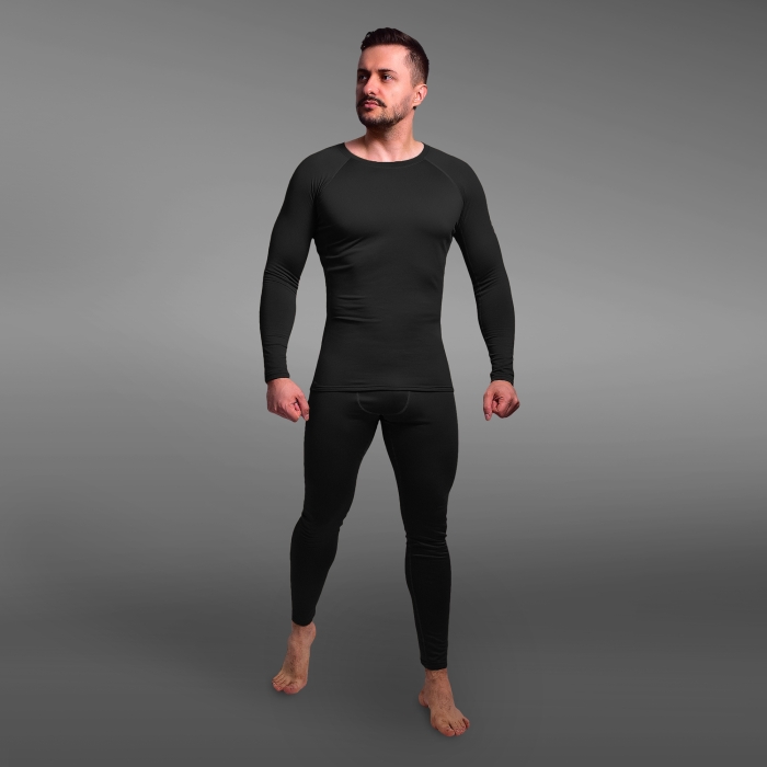Термобілизна реглан GigMilitary IceFox Level 1+, з тканини Thermo line. Чорний