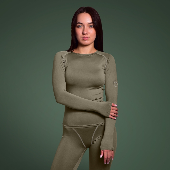 Комплект жіночої термобілизни IceFox level 1, з тканини Single Jersey. Олива