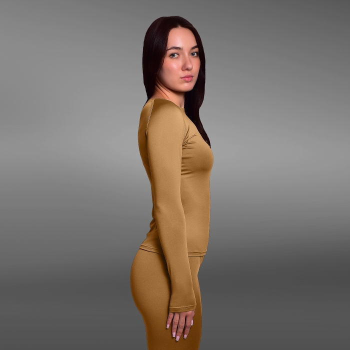 Комплект жіночої термобілизни IceFox level 1, з тканини Single Jersey. Койот