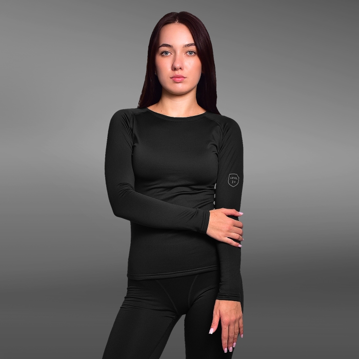 Женское термобелье реглан GigMilitary IceFox Level 1+, з тканини Thermo line. Чорний