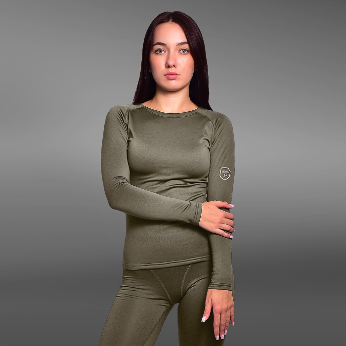 Жіноча термобілизна реглан GigMilitary IceFox Level 1+, з тканини Single Jersey. Олива
