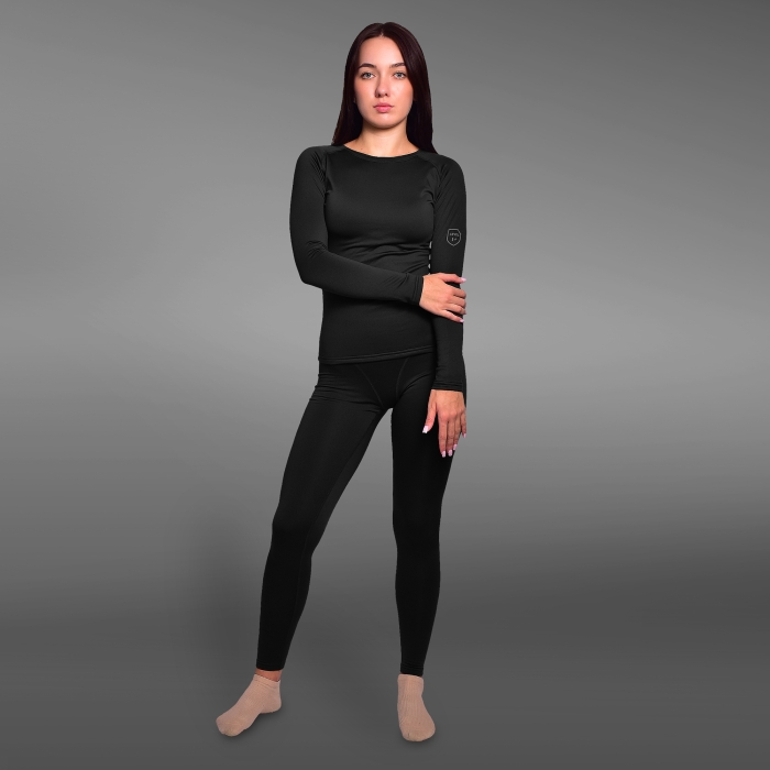 Женское термобелье реглан GigMilitary IceFox Level 1+, з тканини Thermo line. Чорний