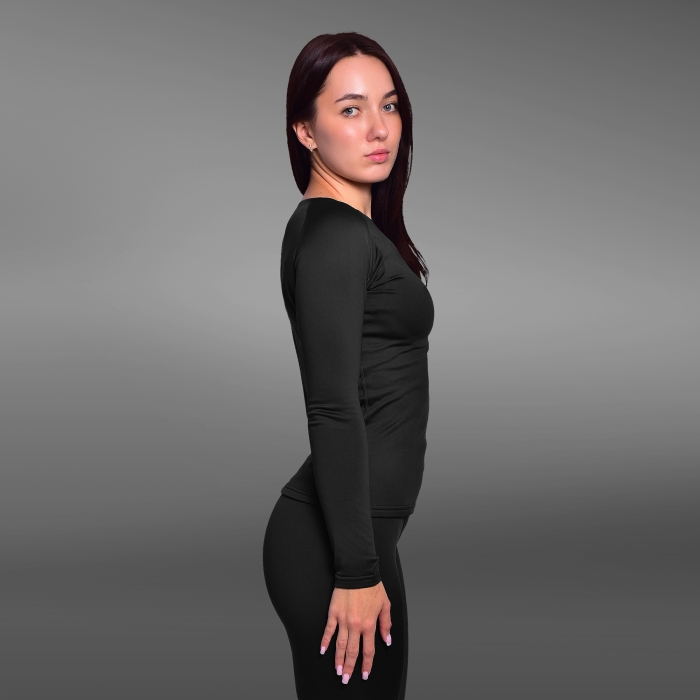 Женское термобелье реглан GigMilitary IceFox Level 1+, з тканини Thermo line. Чорний