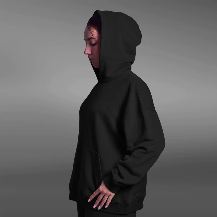 Флисовое женское худи. Black
