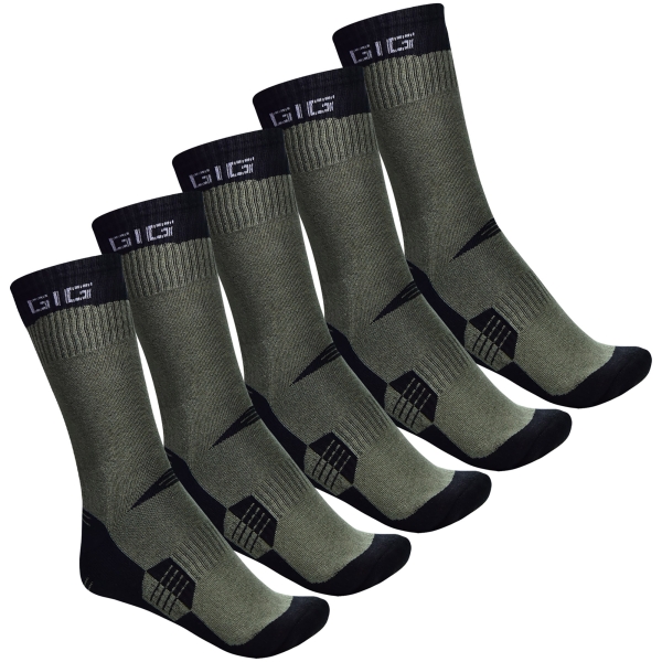 Термошкарпетки Трекінгові Чорний + Олива 5 пар