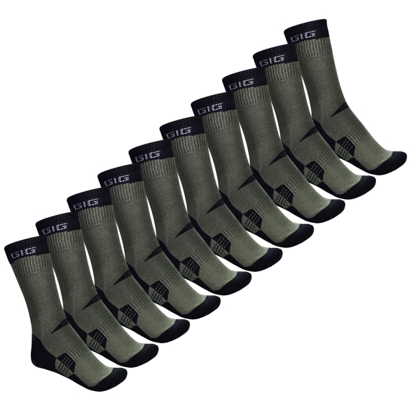 Термошкарпетки Трекінгові Чорний + Олива 10 пар