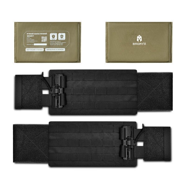 Камербанд M-L Tactical Series + М'який балістичний пакет (200x150мм) 1 клас захисту. Чорний