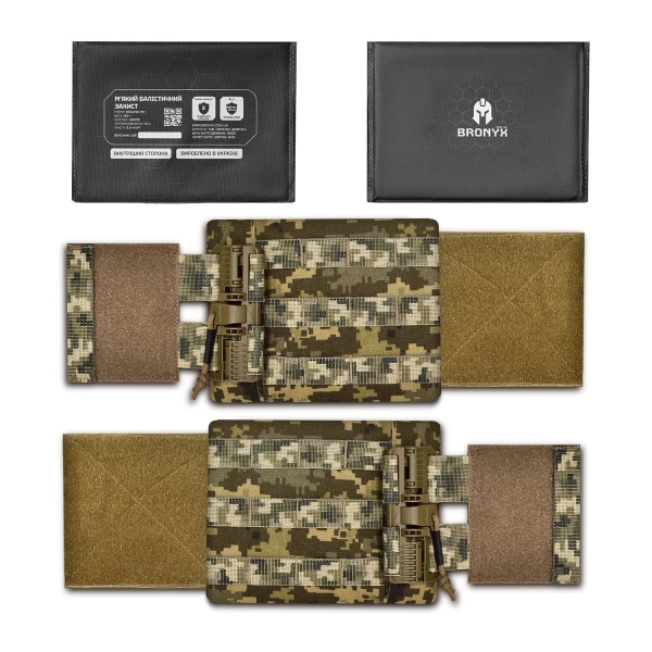 Камербанд S Tactical Series + М'який балістичний пакет (200x150мм) 2 клас захисту. Пиксель