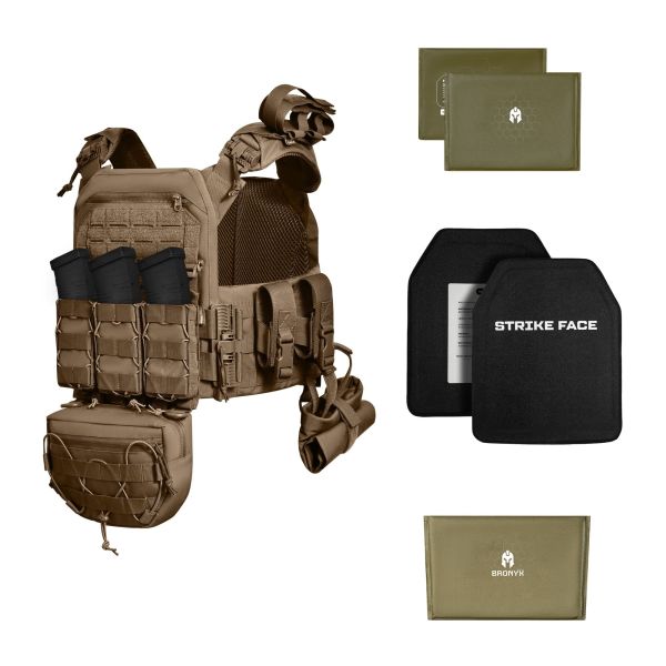 Бронежилет з підсумками 6–го класу MPS warrior pack + Бронеплити + балістичні пакети захист боків та паху 1 клас ДСТУ. Колір Койот