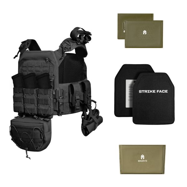 Бронежилет з підсумками 6–го класу MPS warrior pack + Бронеплити+ балістичні пакети захист боків та паху 1 клас ДСТУ. Колір Чорний