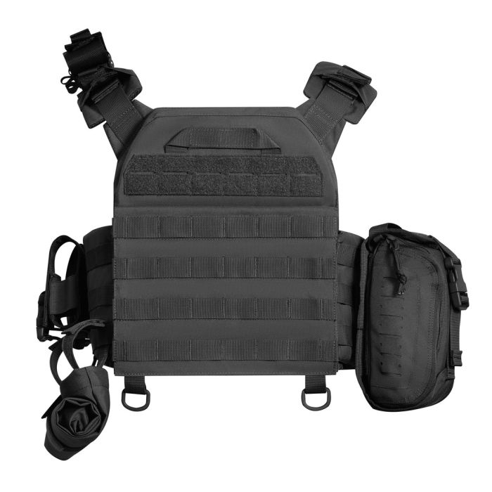 Бронежилет з підсумками 3–го класу MPS warrior pack + Бронеплити + балістичні пакети захист боків та паху 1 клас ДСТУ. Колір Чорний