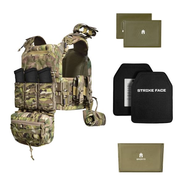 Бронежилет з підсумками 6–го класу MPS warrior pack + Бронеплити + балістичні пакети захист боків та паху 1 клас ДСТУ. Колір Мультикам