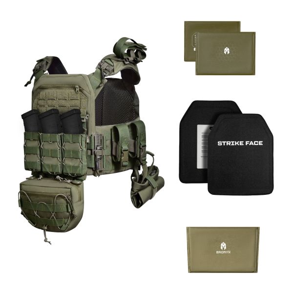 Бронежилет з підсумками 6–го класу MPS warrior pack + Бронеплити + балістичні пакети захист боків та паху 1 клас ДСТУ. Колір Ranger Green