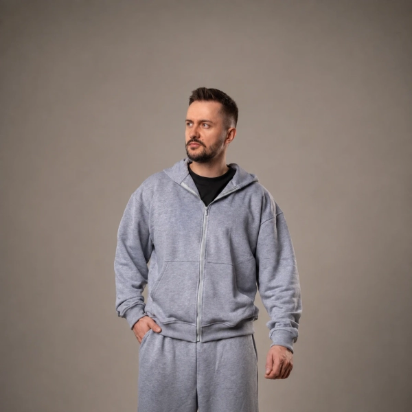 Флісовий худі з капюшоном GIG Oversize. Сірий