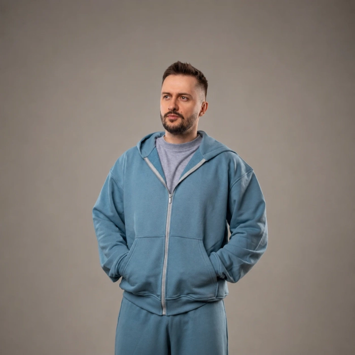Худі на блискавці GIG Oversize. Блакитний
